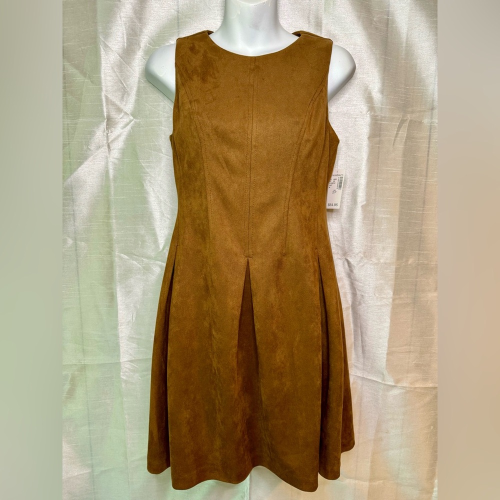 ROZ & ALI Women's Sleeveless Fit And Flare Faux Suede Dress